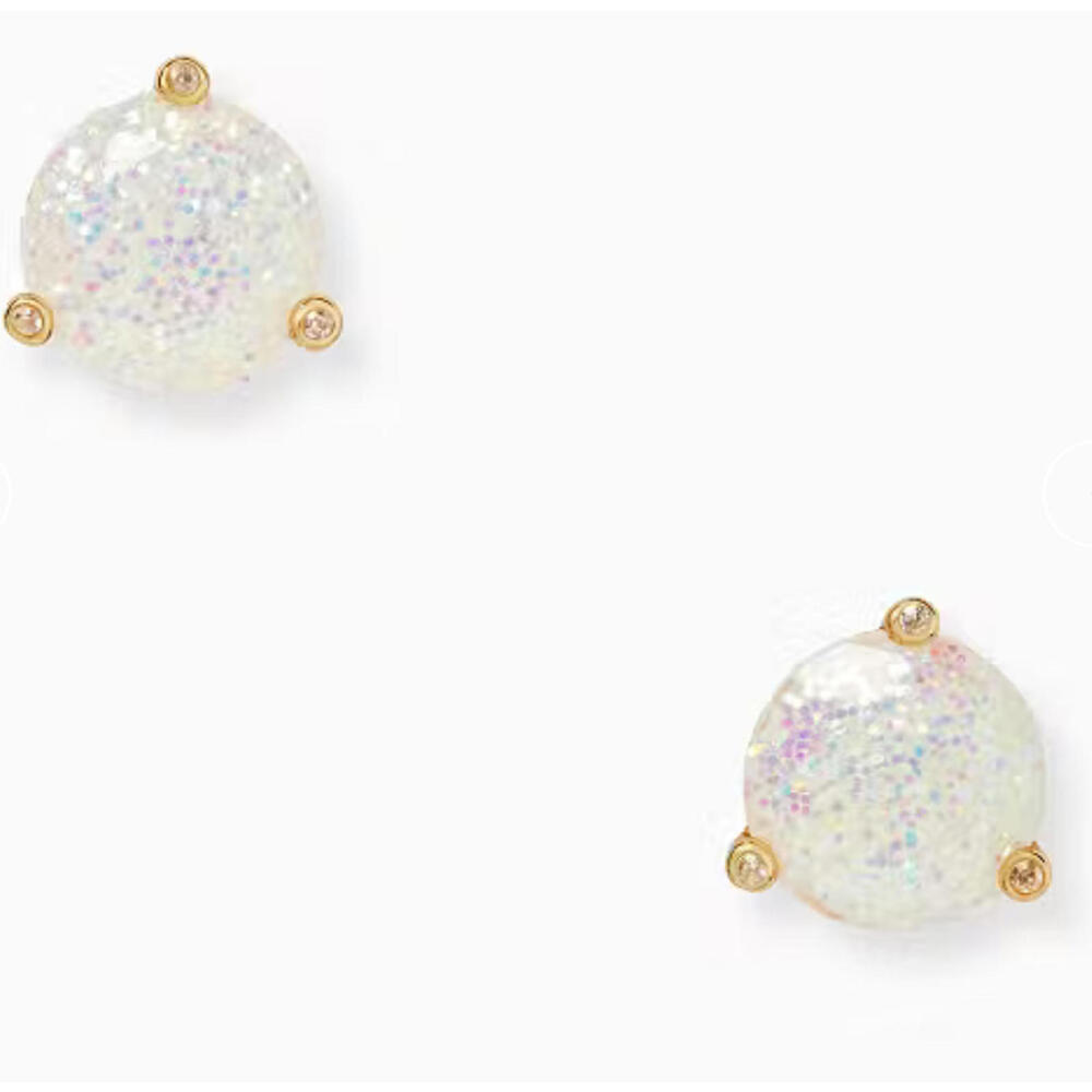 Kate Spade Round Glitter Stud Earrings with Gold-tone Setting NWT